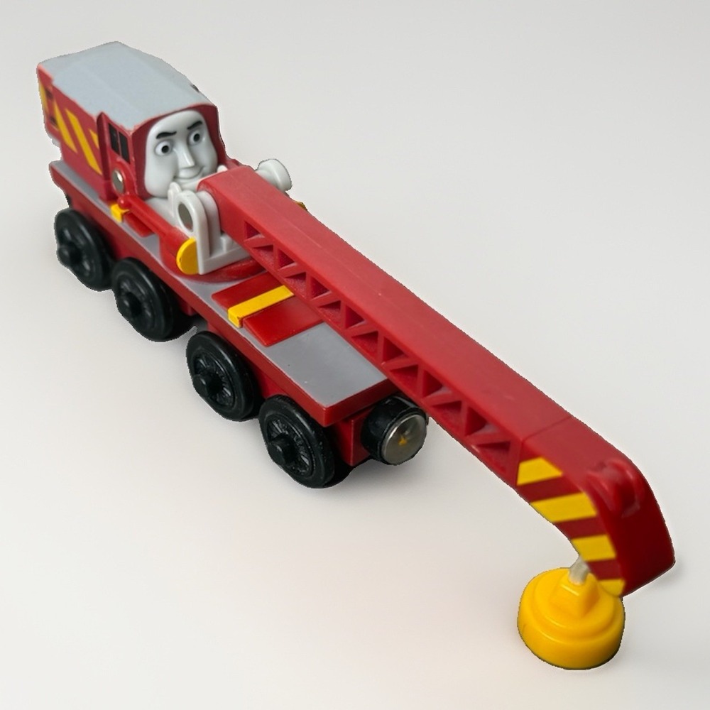 ⁠Thomas Wooden Railway Crane ROCKY Train Car 2003 Wood Learning Curve GUC